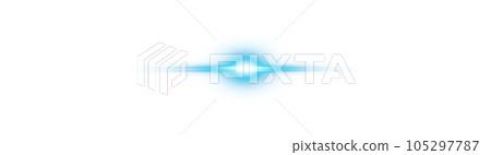 Blue horizontal lens flares. Laser beams, horizontal light rays. Beautiful light flares. Glowing streaks on transparent background. PNG. 105297787