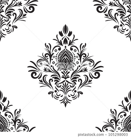 Damask floral motif tile pattern. Luxury tile isolated element. 105298003