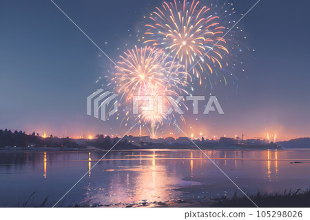 煙花夜景 煙花夜景 105298026