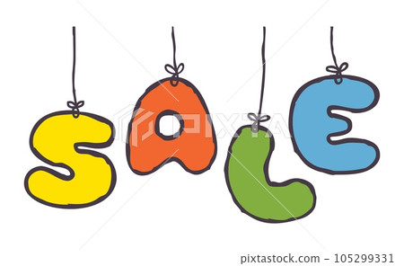 Doodle sale banner. Hand drawn letters. Promotion and marketing concept lettering 105299331