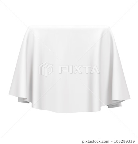 White fabric covering a cube or rectangular shape 105299339