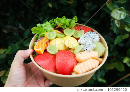 fruit and vegetable salad or apple, dragon fruit and lettuce salad fruit and vegetable salad or apple, dragon fruit and lettuce salad 105299430