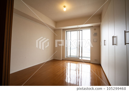 乾淨的一居室公寓、陽光明媚的房間、公寓裡的房間，地板漂亮 105299468