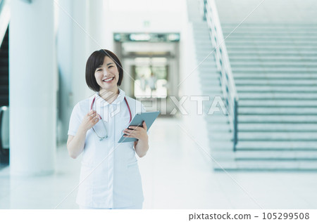 Young female nurse working in a hospital Young female nurse working in a hospital 105299508