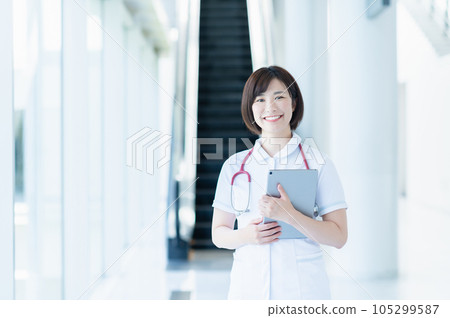Young female nurse working in a hospital Young female nurse working in a hospital 105299587