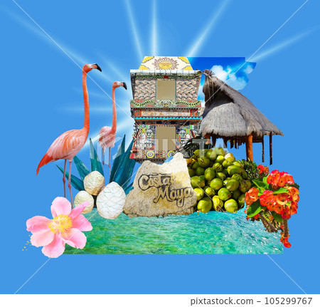 Costa Maya, Mexico- collage of Costa Maya cruise ship terminal and resort is a perfect place for all visitors - art design Costa Maya, Mexico- collage of Costa Maya cruise ship terminal and resort is a perfect place for all visitors - art design 105299767