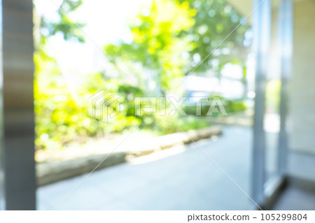 Background bokeh of apartment entrance 105299804