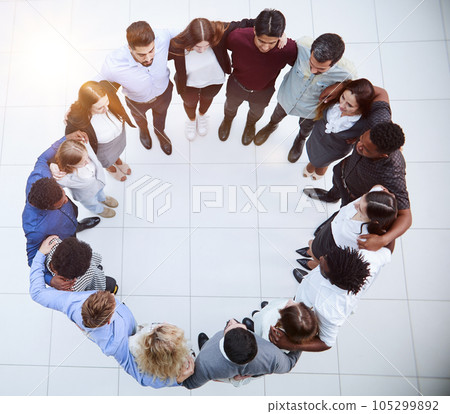 top view .a large group of diverse young people top view .a large group of diverse young people 105299892
