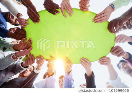 multinational business people holding speech comments closeup multinational business people holding speech comments closeup 105299936
