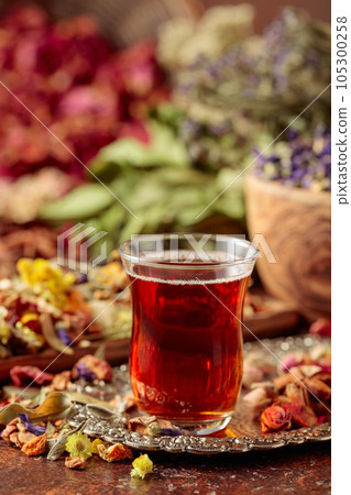 Herbal tea and a mix of various dried medicinal plants and herbs. Herbal tea and a mix of various dried medicinal plants and herbs. 105300258
