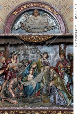 Nativity Scene, altarpiece in the church of Saint Matthew in Stitar, Croatia Nativity Scene, altarpiece in the church of Saint Matthew in Stitar, Croatia 105300323