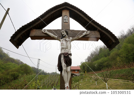 Roadside Crucifix in Zagorje region, Croatia 105300531