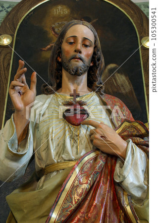 Sacred Heart of Jesus, altarpiece in the Parish Church of the Holy Cross in Zacretje, Croatia Sacred Heart of Jesus, altarpiece in the Parish Church of the Holy Cross in Zacretje, Croatia 105300541