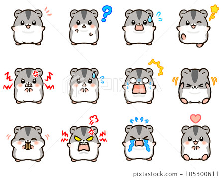 可愛的 Djungarian 倉鼠情緒圖標集 105300611