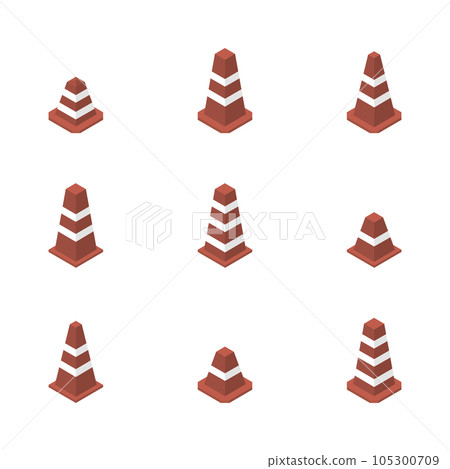 Cone sign road repair in 3D isometric style, vector illustration. Cone sign road repair in 3D isometric style, vector illustration. 105300709