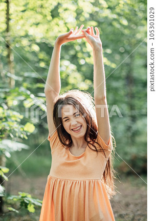 Mental health of adolescents, Teen Mental Health. Psychological support for teens. Teen Growth and Development. Outdoor portrait of teenager girl in nature background with reflection. 105301029