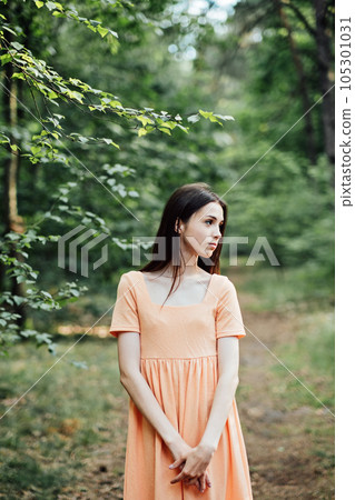 Mental health of adolescents, Teen Mental Health. Psychological support for teens. Outdoor portrait of teenager girl in nature background with reflection. Mental health of adolescents, Teen Mental Health. Psychological support for teens. Outdoor portrait of teenager girl in nature background with reflection. 105301031