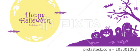 Halloween simple banner background Pumpkin and moon silhouette (white background) 105301058