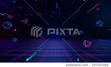 3d technology abstract neon light background, empty space scene, spotlight, dark night, virtual reality, cyber futuristic sci-fi background, street floor studio for mock up. colored geometric. 3d technology abstract neon light background, empty space scene, spotlight, dark night, virtual reality, cyber futuristic sci-fi background, street floor studio for mock up. colored geometric. 105301088