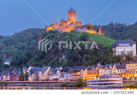 Old medieval stone fortress Reichsburg. Cochem, Germany. 105301380