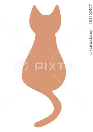 Silhouette of domestic cat, sitting, back view and waving his tail, vector 105302407