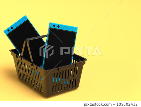 Top view gamer gears like mouse, keyboard, joystick, headphones and phone in plastic basket on yellow background. 3d render concept of sale, shopping and delivery of accessories for live streaming Top view gamer gears like mouse, keyboard, joystick, headphones and phone in plastic basket on yellow background. 3d render concept of sale, shopping and delivery of accessories for live streaming 105302412