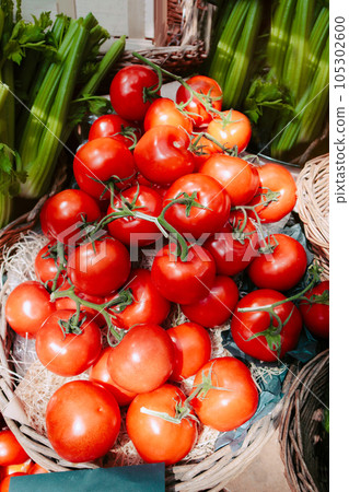 Tomatoes sold at an open green market 105302600