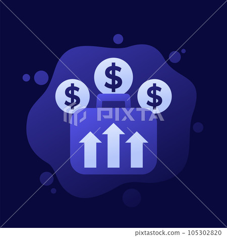 portfolio growth, profit increase icon, vector 105302820