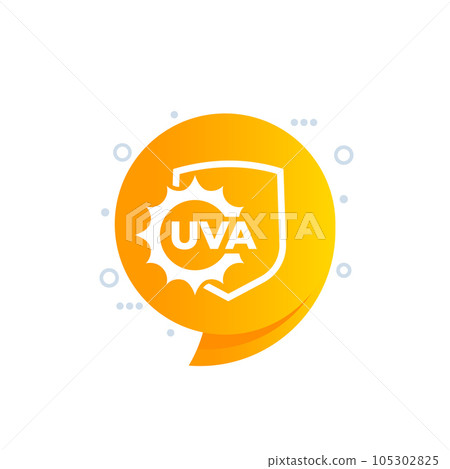 UVA protection icon with sun and shield, vector 105302825