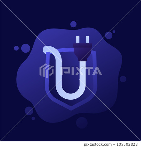 electric plug with shield icon, vector design electric plug with shield icon, vector design 105302828