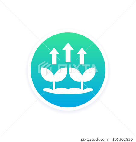 increase plant growth round icon, vector increase plant growth round icon, vector 105302830