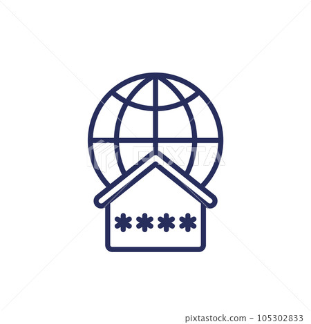 home network line icon with a password home network line icon with a password 105302833