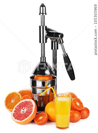 Mechanic juicer for citrus fruits isolated on white 105303969