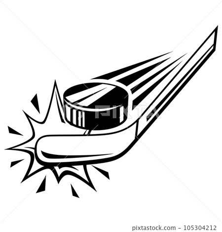 Emblem with hockey symbols. Sport club label or emblem. Healthy lifestyle illustration. 105304212