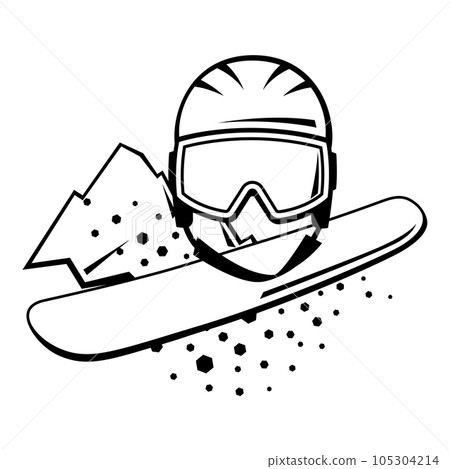 Emblem with snowboarding symbols. Winter sport label or emblem. 105304214