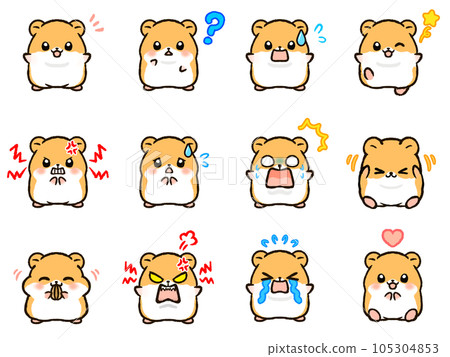 可愛的金色倉鼠情感圖標集 105304853