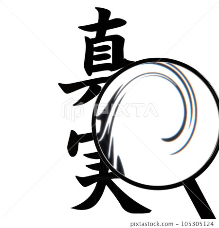 Truthful characters distorted intricately by a lens 105305124