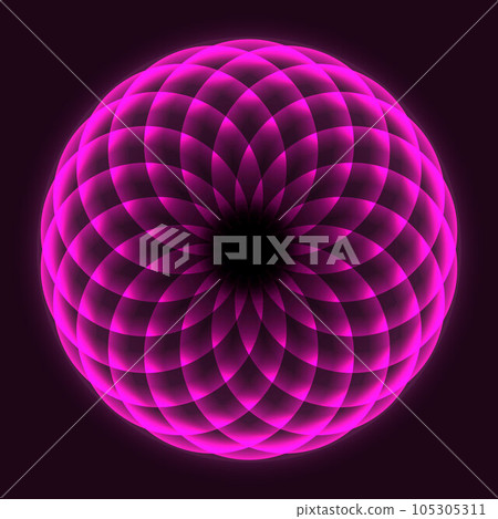 Mathematical symbol. Mandala design. Flower of Life. Sacred Geometry. Pattern of rotating circles. Balance and harmony. 105305311