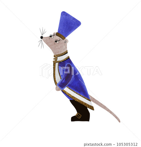 Watercolor rat. The Nutcracker fairytale. Isolated illustration. Clipart. Raster illustration for packaging, greeting cards and wrapping paper, gifts, posters in the children's room 105305312