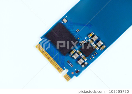 High-speed capabilities of an NVME M2 SSD disk make it perfect choice for data storage on desktop computer against white background. High-speed capabilities of an NVME M2 SSD disk make it perfect choice for data storage on desktop computer against white background. 105305720