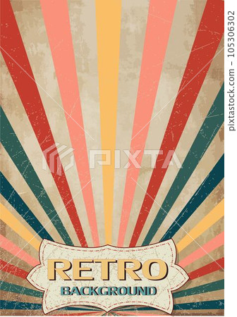 Old vector retro vintage lettering on sun rays background .Classic Vintage Retro Rays Background. Abstract retro,Sunbeam, geometric pattern, Funky Hippie,Classic Vintage Retro Rays Background 105306302