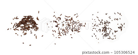 Candy Sprinkle, Donut Chocolate Sprinkles Isolated, Sweet Brown Glaze Decoration, Chocolate Vermicelli Candy Sprinkle, Donut Chocolate Sprinkles Isolated, Sweet Brown Glaze Decoration, Chocolate Vermicelli 105306524