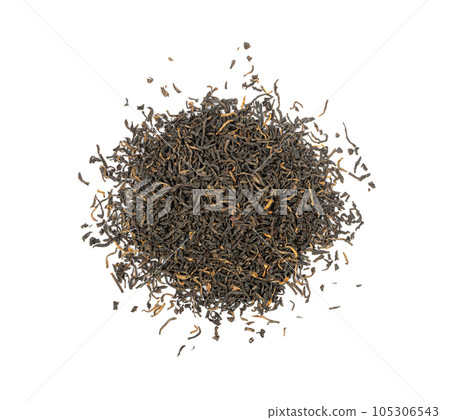Black Tea Leaves Isolated, High Quality Black Tea Pile, Dry Organic Indian Drink, Black Tea Leaves on White 105306543