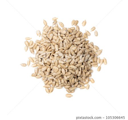 Peeled Sunflower Seeds Isolated, Raw Sunflower Kernels Group, Sun Flower Grains, Peeled Sunflower Seeds 105306645