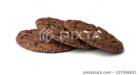 Round Chocolate Cookies, Brown Butter Biscuits, Crispy Cocoa Cake with Nuts, Round Chocolate Cookies 105306681