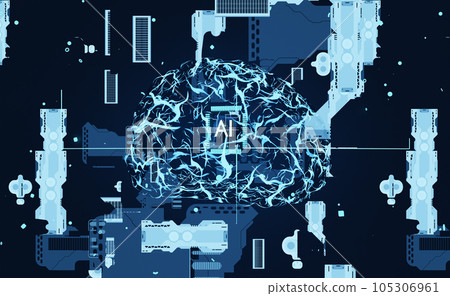 Visualization of neural network structure of algorithms layered to replicate human brain. Deep learning algorithm learning how to better solve task over time, 3D render animation 105306961