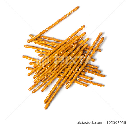 Bread Sticks, Pretzel Straws, Sesame Grissini, Pretzels Snack with Sesame Seeds, Long Rusks 105307036