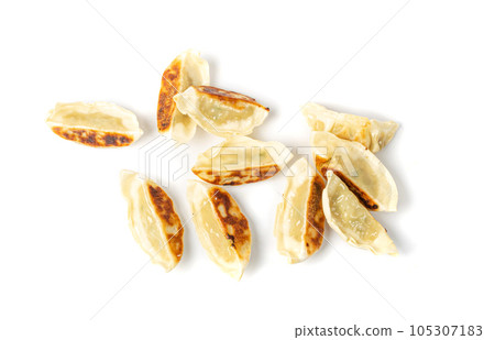 Gyoza Chinese Dumplings Isolated, Fried Vegetable Jiaozi, Chicken Momo Pile, Asian Gyoza Group Gyoza Chinese Dumplings Isolated, Fried Vegetable Jiaozi, Chicken Momo Pile, Asian Gyoza Group 105307183