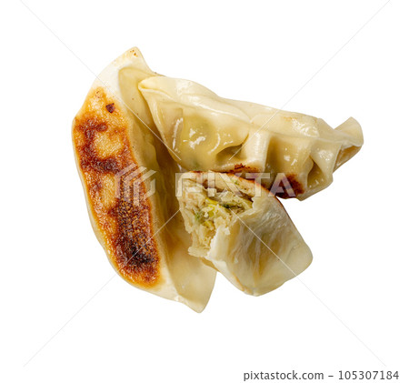 Gyoza Chinese Dumplings Isolated, Fried Vegetable Jiaozi, Chicken Momo Pile, Asian Gyoza Group Gyoza Chinese Dumplings Isolated, Fried Vegetable Jiaozi, Chicken Momo Pile, Asian Gyoza Group 105307184