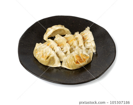 Gyoza Chinese Dumplings Isolated, Fried Vegetable Jiaozi, Chicken Momo Pile, Asian Gyoza Group 105307186